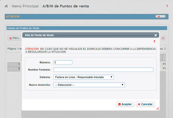 alta de punto de venta