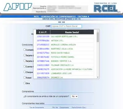 Listado de clientes para Factura electrónica RECE