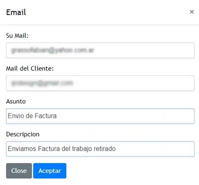 Envios de mails para Factura electrónica RECE