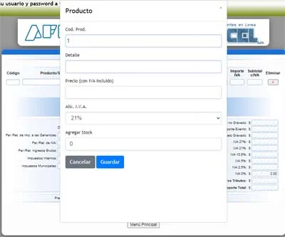 Agregar productos para Factura electrónica